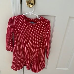 Girls Gap red and white long sleeve heart dress. Size 4.